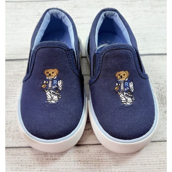 Polo Ralph Lauren Other - Polo by Ralph Lauren Kids Keaton Slip On Bear Shoes Navy Blue Size 7